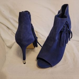 Guess Royal Blue Suede High Heel Ankle Boot Shoes with Open Toe - 9M